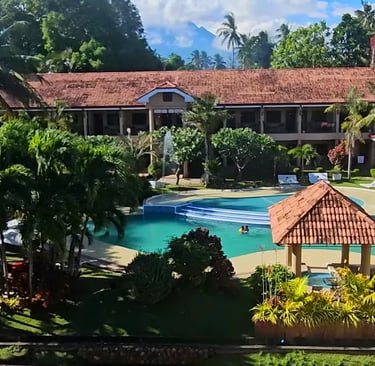 The Pool and gardens at The Sierra Resort ideal to unwind after a day diving