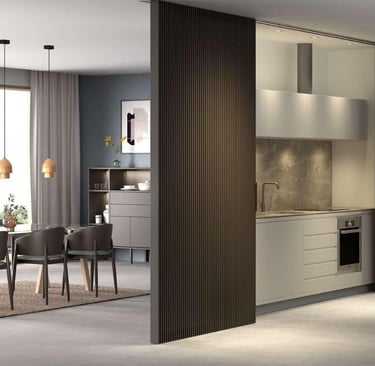 Soluciones para dividir ambientes con puertas de madera integradas en diseño contemporáneo
