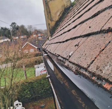Gutter clearance and debris removal on residential property