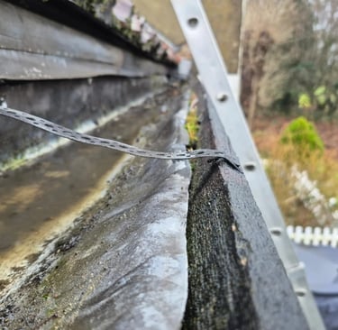 Gutter clearance and debris removal on residential property