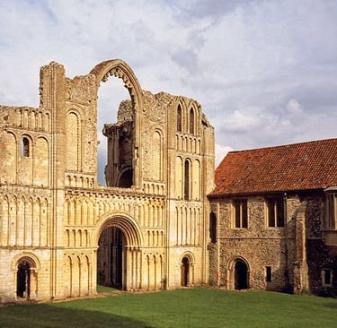 Ruins of west end and abbots house of Castle Acre Priory