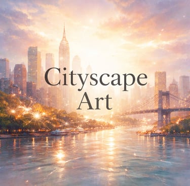 Modern Cityscape digital artwork featuring expressive color and form