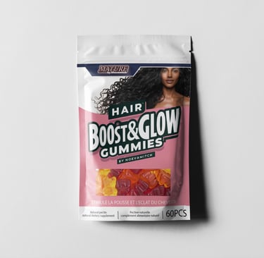complément hair boost&glow by noevamitch, des gomme gommes pour cheveux longs forts et brillants