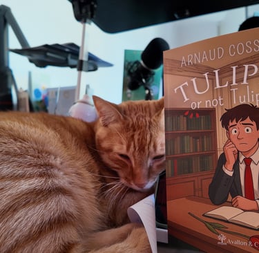 Tigrou le chat roux et le livre Tulipe or not tulipe
