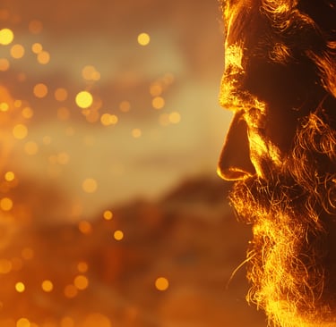 Moses gazing at the burning bush