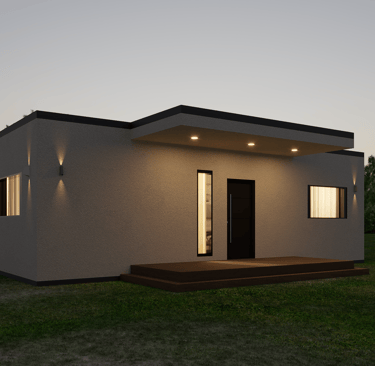 a small house with a small porch and a deck