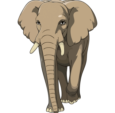 African elephant graphic art print, gazing toward the viewer.