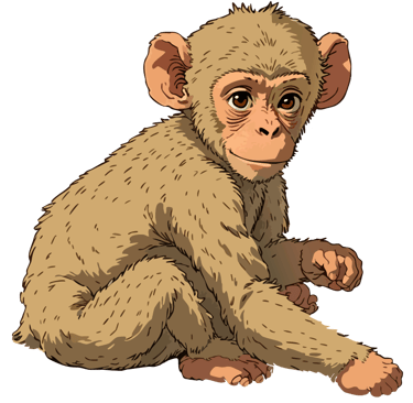 Baby baboon graphic art print, gazing at the viewer with curious eyes.