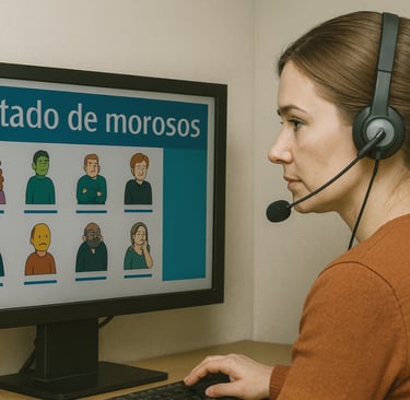administradora llamando para cobrar a los morosos
