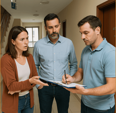Propietarios conversando sobre los mantenimientos del edificio