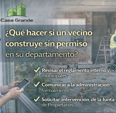 Se observa a un residente mirando desde la ventana a un vecino que realiza obras en un epartamento