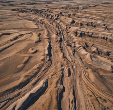 A quadcopter drone is captured in mid-air flight against a blurred mountainous backdrop. The drone is white with gold accents and is equipped with a camera, highlighting its capabilities for aerial photography.