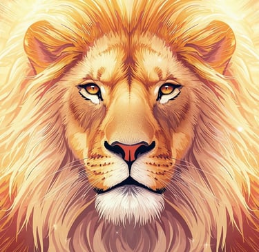 a lion head with a lion's head in the background