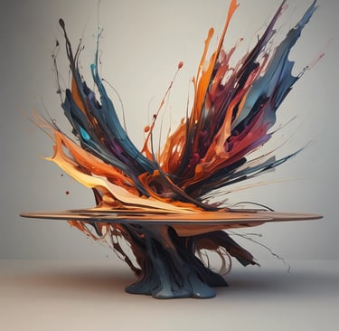 A collection of artistic prints, each depicting scenes of traditional village life, featuring desert landscapes, buildings, and people. They are arranged in an overlapping manner on display, with different color schemes and intricate designs visible.