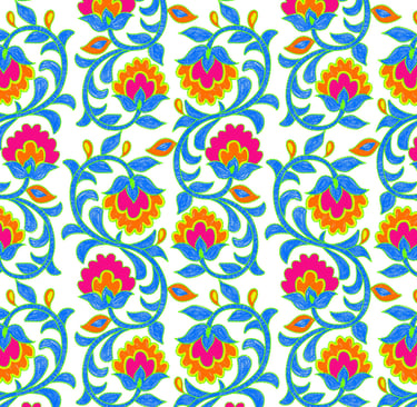 Colorful floral embroidery-inspired seamless print"