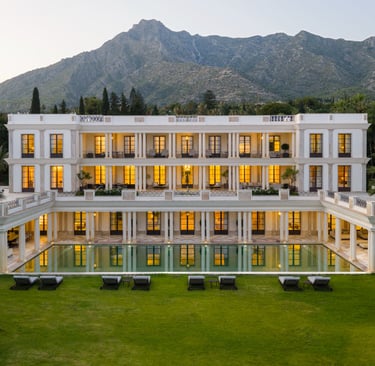 Dusk view of Villa La Favorita in Marbella