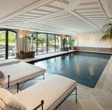Indoor heated pool at Villa La Gratitud
