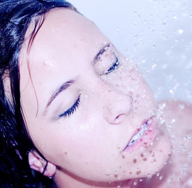 a woman having a shower