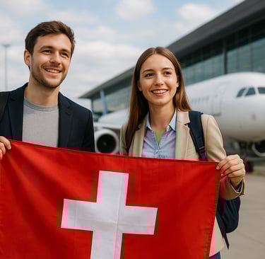 Junges Paar kommt neu in der Schweiz an