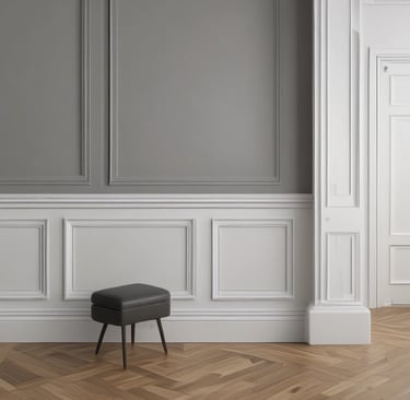 A cozy dining area adorned with stylish wainscoting.