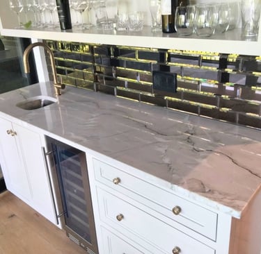 White granite home bar countertop in Black Mountain, NC