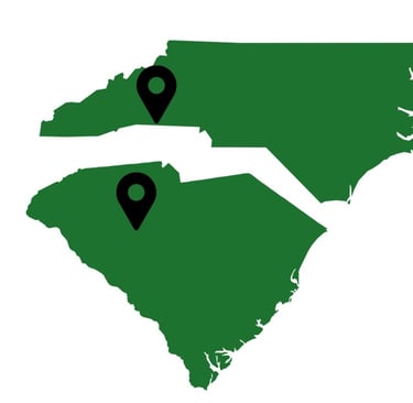 Service area map for Granite Pro Sealers in Western NC and Upstate SC