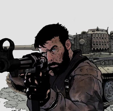 a man with a gun in a tank - top