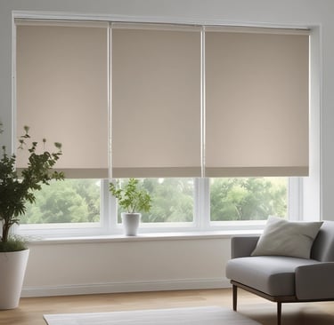 A close-up of the elegant roller blinds installed in a modern home.