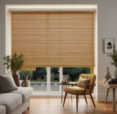 A close-up of a colorful roller blind fabric.