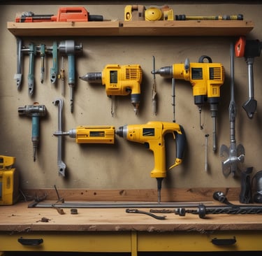 A collection of DIY tools and materials for home improvement.
