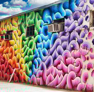 colorful rainbow mural wall art downtown atlanta
