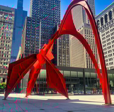 fine art photography downtown chicago red calder flamingo statue