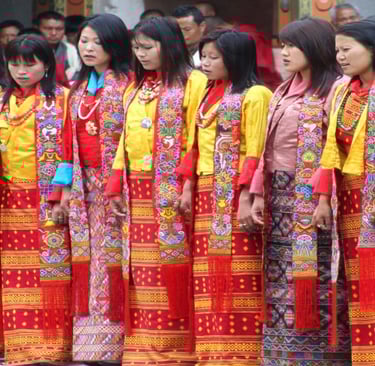 The-Bhutanese-Women-Performing-Traditional-Folk-Danc-During-Masked-Dance-Festival