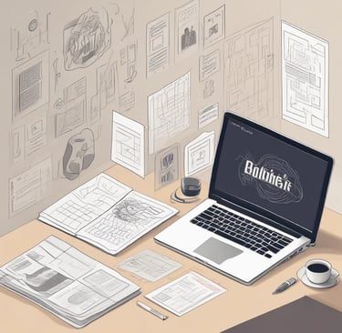 An elegant logo design displayed on various marketing materials.