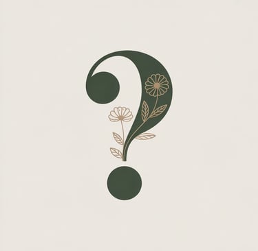 Illustrated question mark with botanical elements representing mindfulness and spiritual awakening