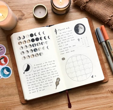 Lunar manifestation journal for tracking moon phases and intention progress