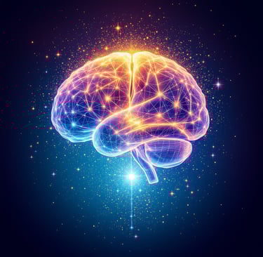 Illuminated glowing brain visualization representing mental clarity and spiritual awakening energy