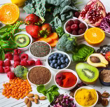 Polyphenol-rich colorful fruits and vegetables for natural brain support and spiritual wellness nutr