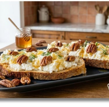 Bruschetta dolce con ricotta, miele e noci