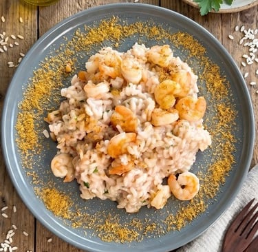 Come fare risotto gamberi e bottarga senza lattosio