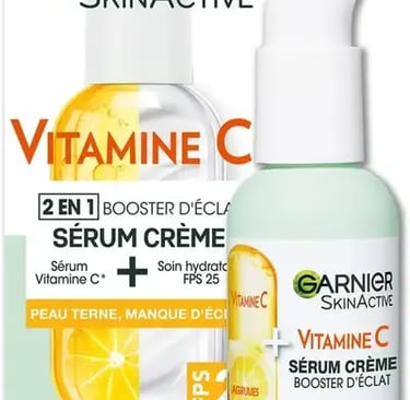 GARNIER Skin Active - Sérum Crème Booster D'Éclat 2-En-1 - Hydratation 72h