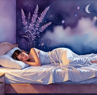 une jeune femme dormant pisiblement dans une chambre pleine de douceur