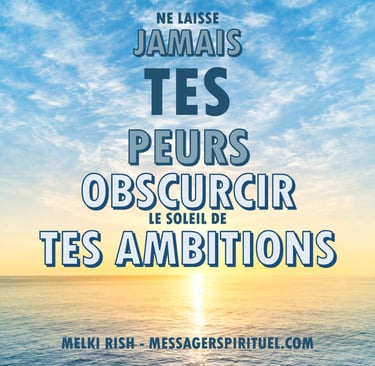 Ne laisse jamais tes peurs obscurcir le soleil de tes ambitions