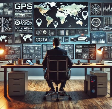 man working on a digital surveillance investigation