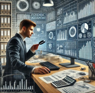 investigator working on a forensic accounting investigation