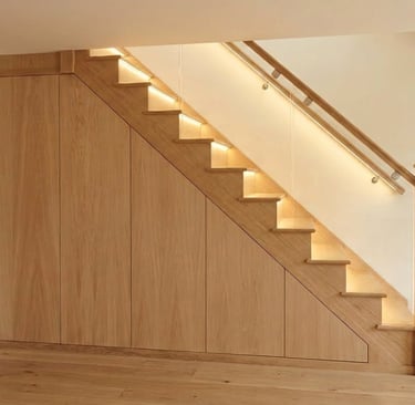 Under stairs oak veneer storage, Wimbledon 