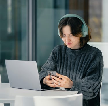 a girl working on pc
