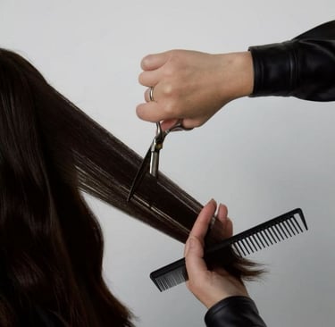 Hair model showcasing layered haircut