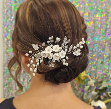 Bridal bun with hair accessory
