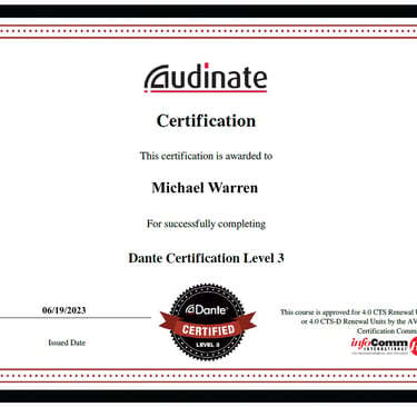 Audinate Dante 3 Certification Michael Warren